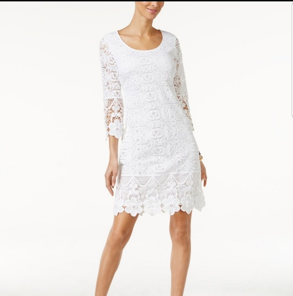 Alfani Crochet White Lace Plus Dress